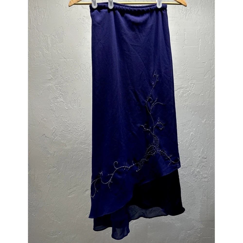 Dark Purple Beaded Embellished Tiered Maxi Skirt Women's Size 16 plus skirt - Picture 3 of 7